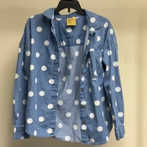 Thereabouts blue and white polka dot flannel/ dress shirt ❤️